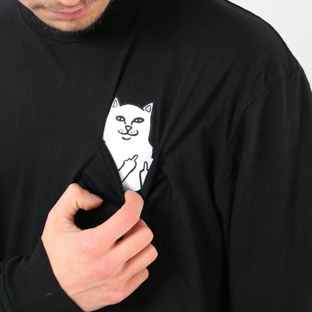 NEW RIPNDIP LORD NERMAL BLACK L/S POCKET TEE - Picture 3 of 11